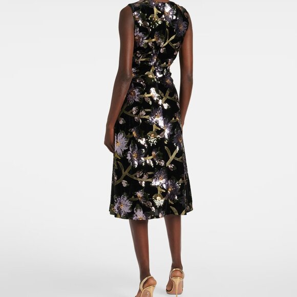 Diane Von Furstenberg DVF  Coral Sequined Floral Midi Dress NWT  size 0 - Picture 3 of 7